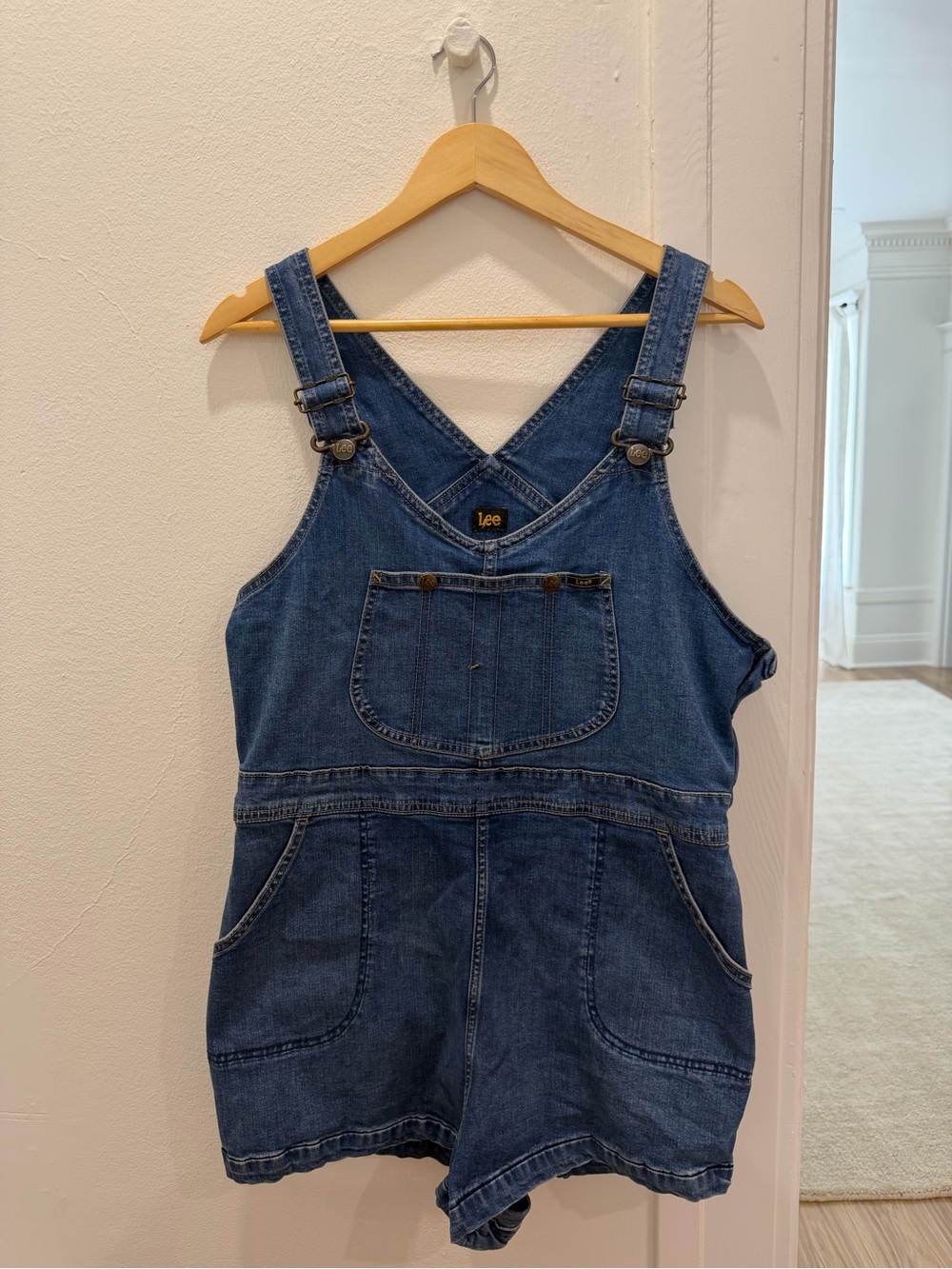 Lee Blue Denim Short Overalls